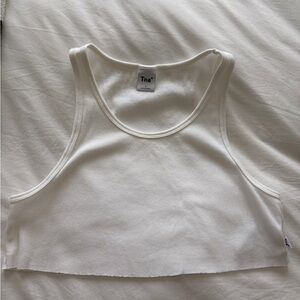 Aritzia TNA White Crop Tank Top